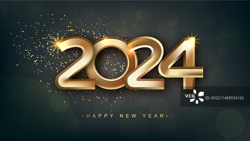 奢华金色2024新年庆祝模板图片素材