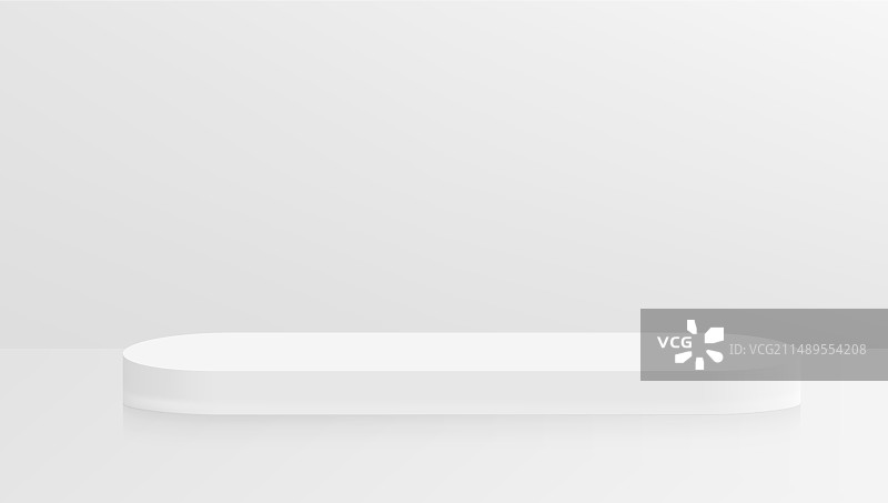 带有椭圆形领奖台的产品展示3D白色房间图片素材