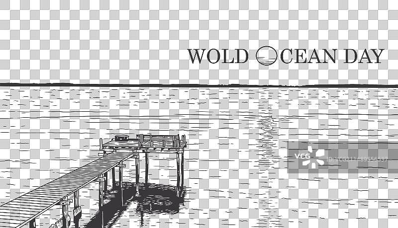 世界海洋日线条艺术图片素材