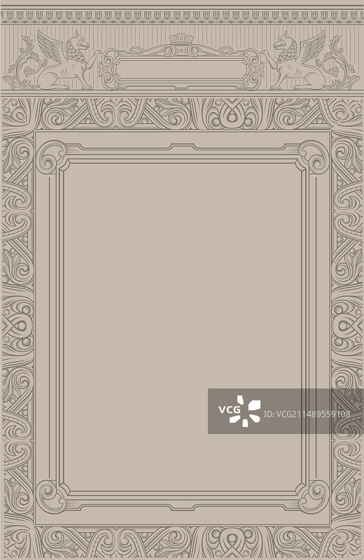 经典雕刻拱门明信片复古边框图片素材