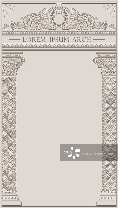 经典雕刻拱门明信片复古边框图片素材