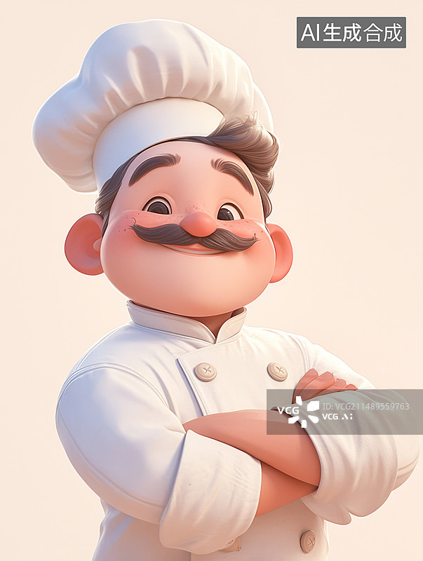 【AI数字艺术】三维厨师卡通形象插画图片素材