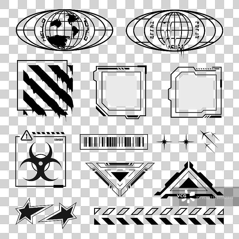 未来赛博朋克风格图形设计元素图片素材