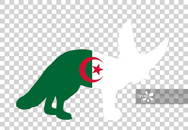 阿尔及利亚国旗和耳廓狐国家动物标志图片素材