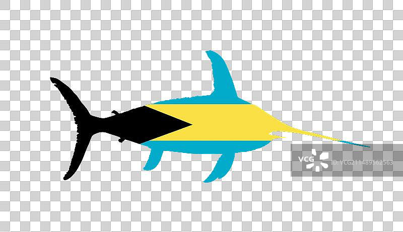 巴哈马国旗剑鱼轮廓图片素材