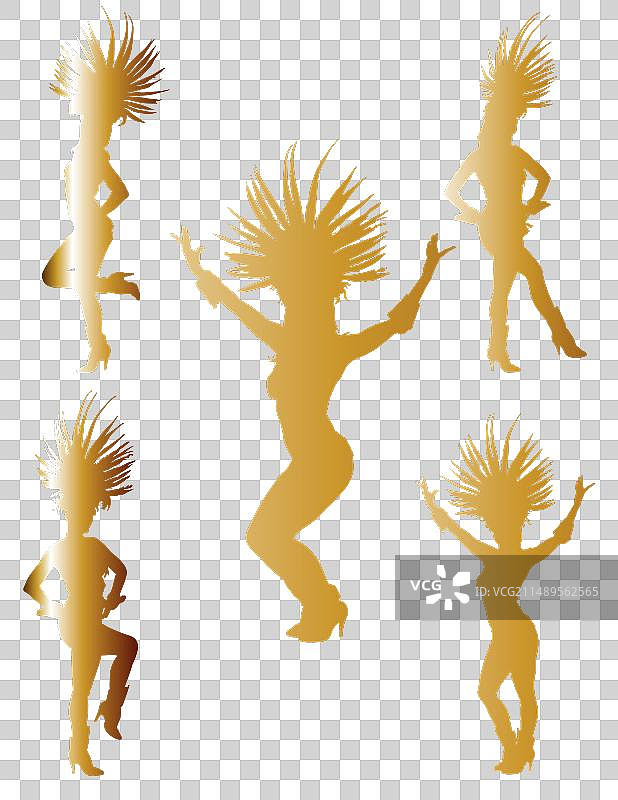 金色狂欢节巴西舞者剪影图片素材