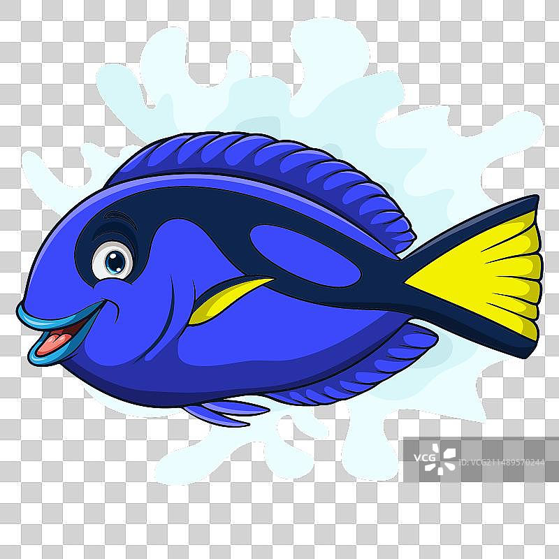 卡通蓝唐鱼白色背景图片素材