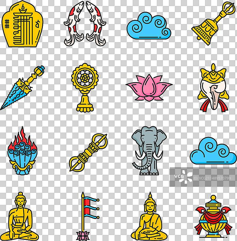 佛教宗教图标和符号图片素材