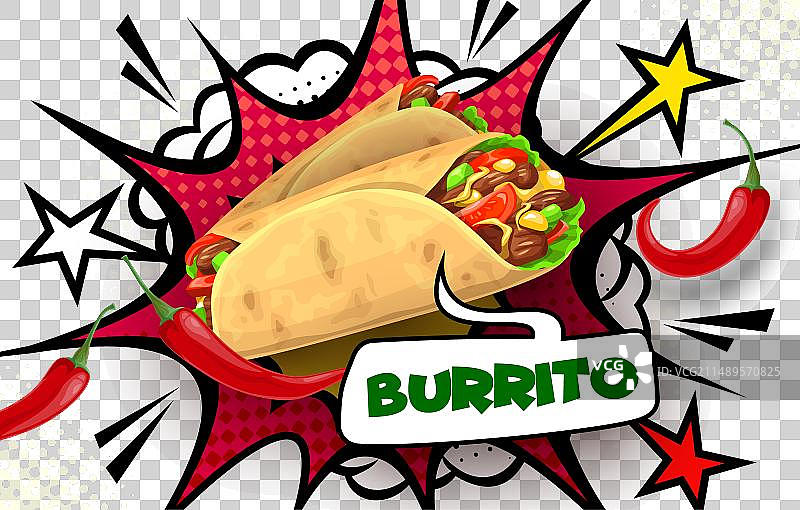 墨西哥食物墨西哥卷饼复古风格banner图片素材