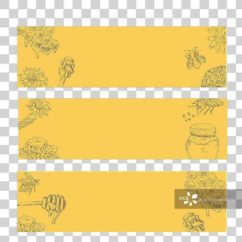 手绘蜂蜜标签草图图片素材