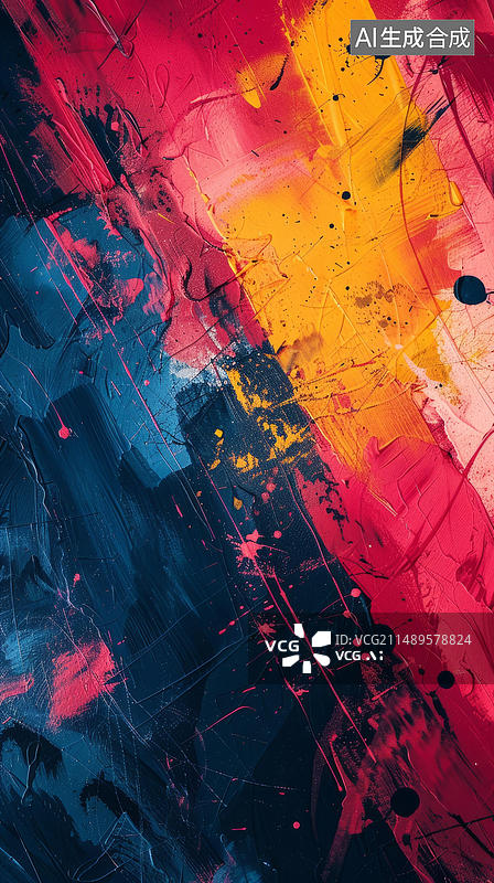 【AI数字艺术】蓝红黄粉的抽象画图片素材