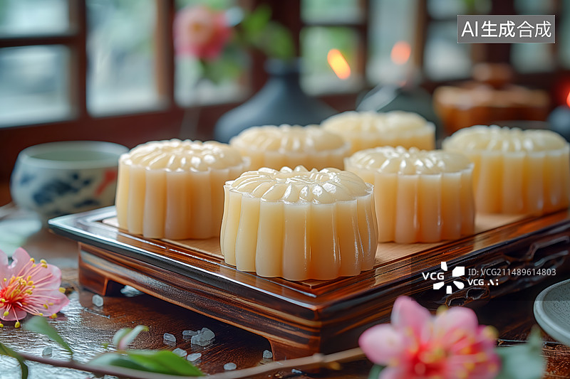 【AI数字艺术】中国传统文化中秋节月饼图片素材