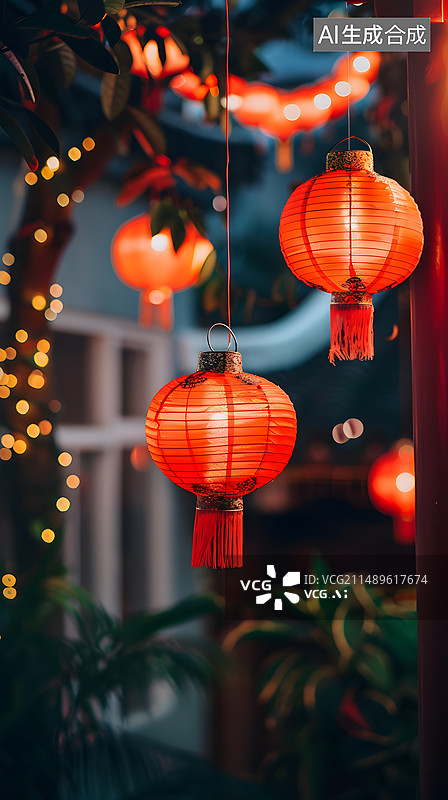 【AI数字艺术】节日灯笼背景图片素材