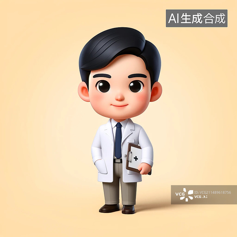 【AI数字艺术】可爱的虚拟卡通3D的医生劳动者形象图片素材