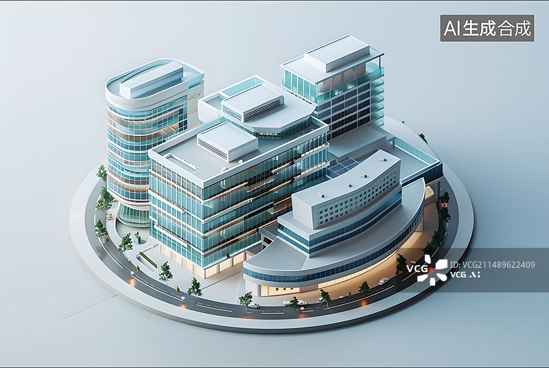 【AI数字艺术】智慧医疗医院微缩景观图片素材
