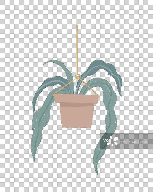 手绘盆栽植物素材，绿化植物，花瓶插花图片素材