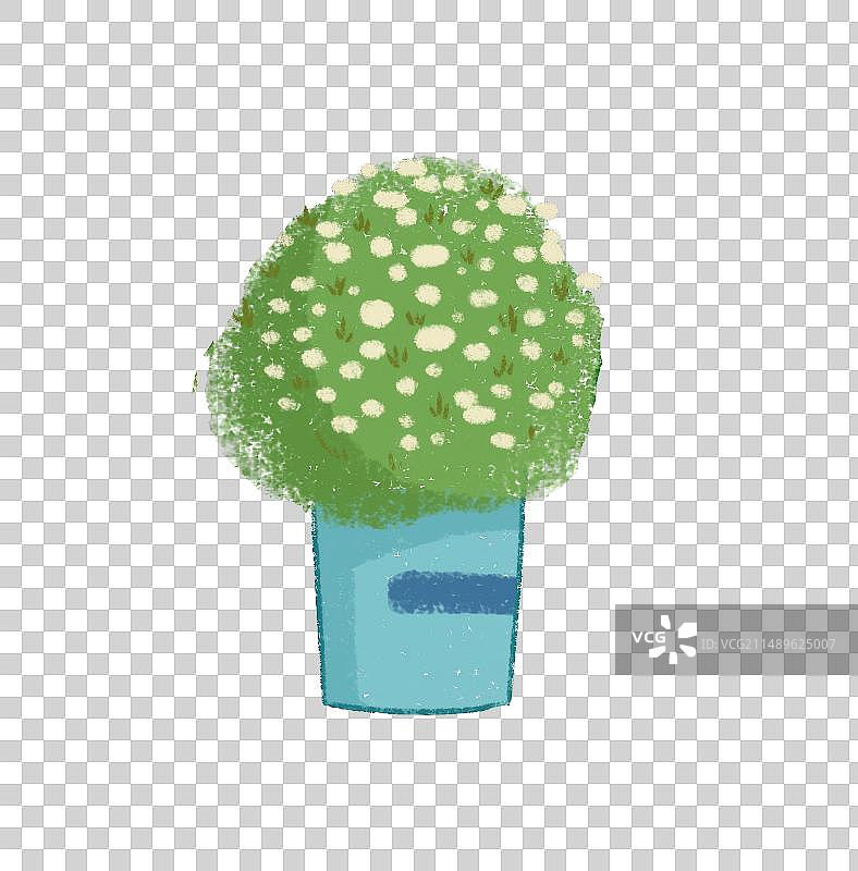 手绘盆栽植物素材，绿化植物，花瓶插花图片素材