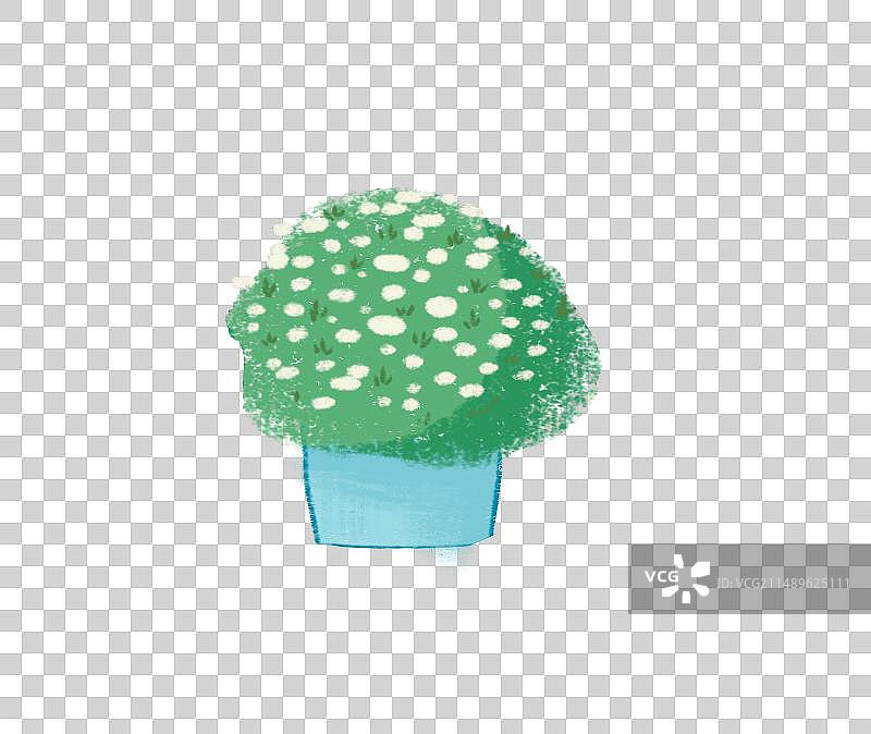 手绘盆栽植物素材，绿化植物，花瓶插花图片素材