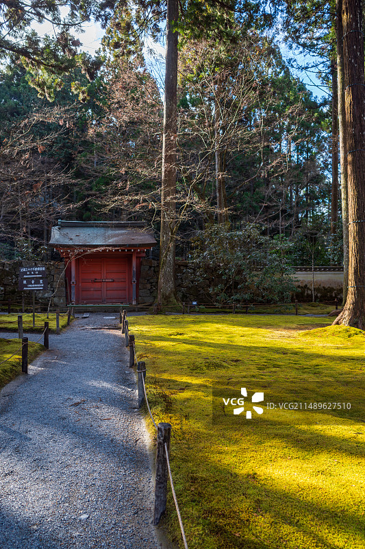 日本京都三千院佛教寺庙的古典园林风光图片素材