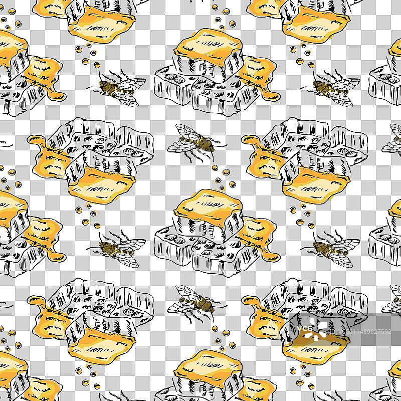 手绘蜂窝复古图案图片素材