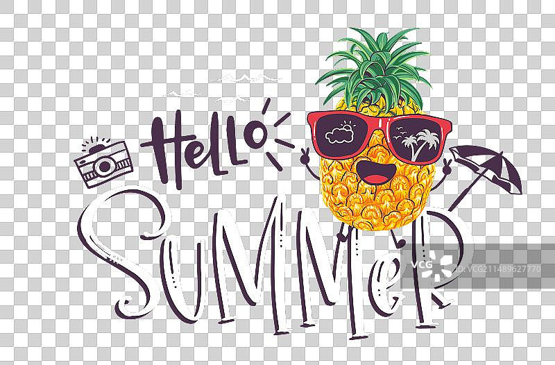 戴着饰品的你好夏天字样图片素材