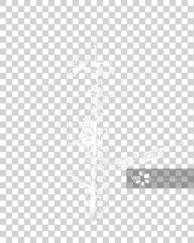 黑色背景上的电力线黑色剪影图片素材