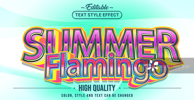 可编辑文字样式效果 - 夏季火烈鸟文字图片素材