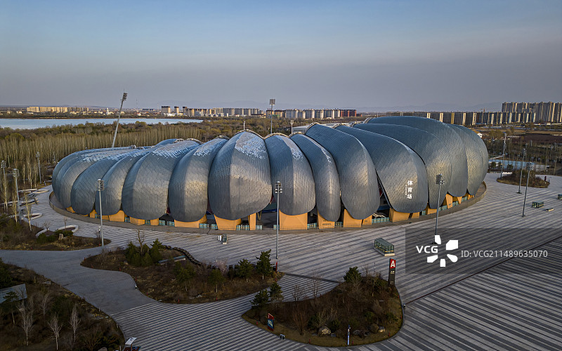 山西省大同市体育中心航拍图片素材