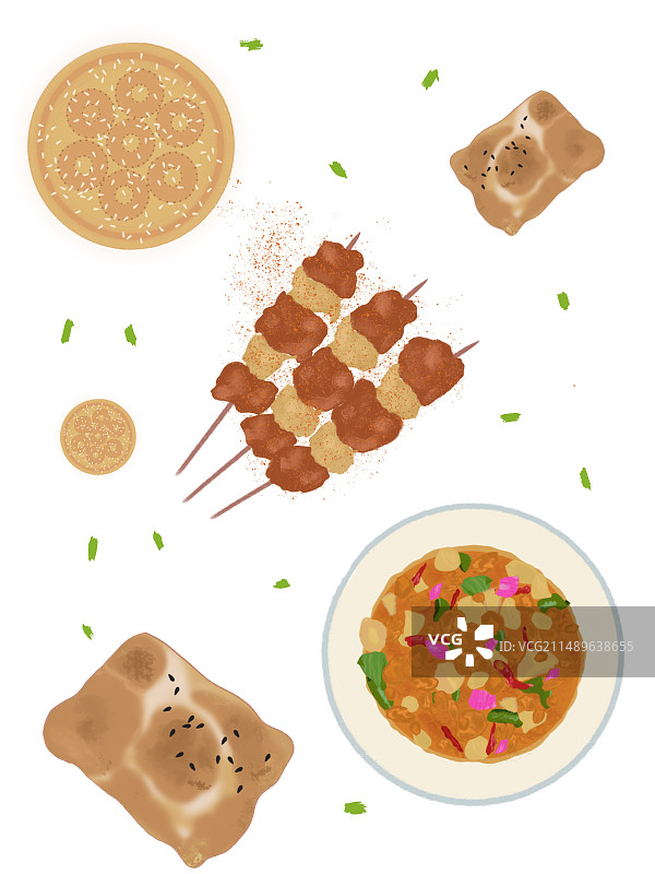 新疆美食插画图片素材
