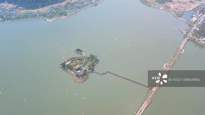 航拍嘉兴海盐县4A景区-南北湖图片素材