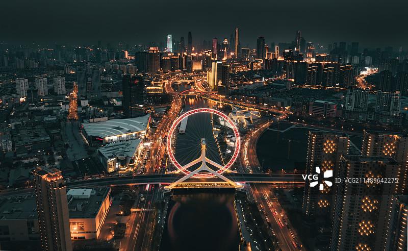 城市风光地标建筑天津之眼摩天轮图片素材