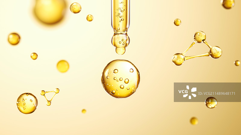金色水珠细胞保湿精华因子图片素材