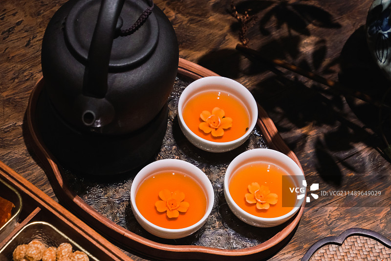 新中式茶馆茶文化展示茶席布置白茶寿眉静物摄影多视角素材组图图片素材