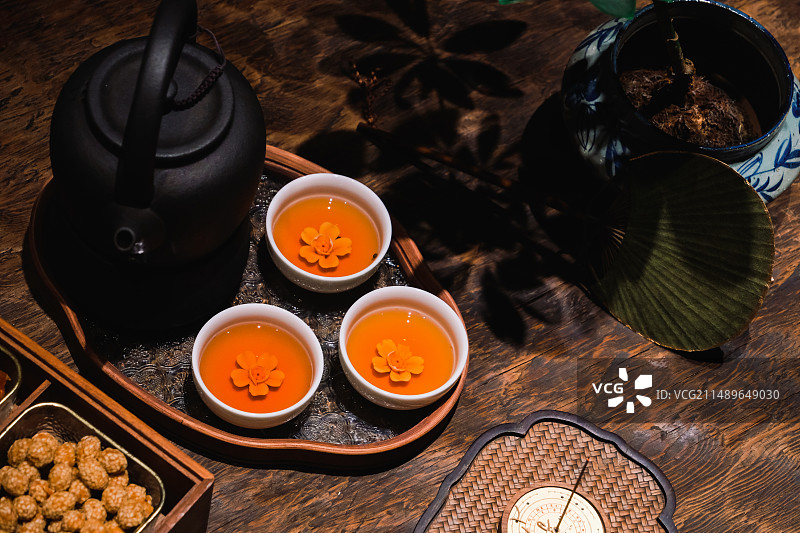 新中式茶馆茶文化展示茶席布置白茶寿眉静物摄影多视角素材组图图片素材