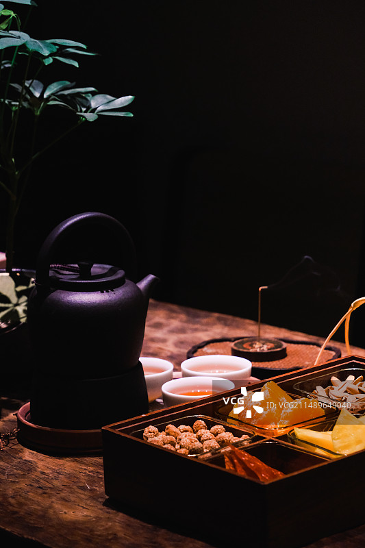 新中式茶馆茶文化展示茶席布置白茶寿眉静物摄影多视角素材组图图片素材