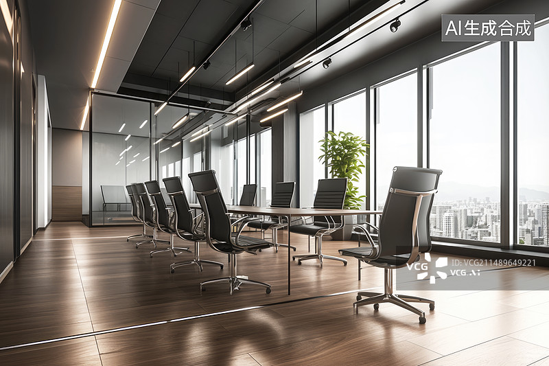 【AI数字艺术】写字楼内部现代会议室图片素材
