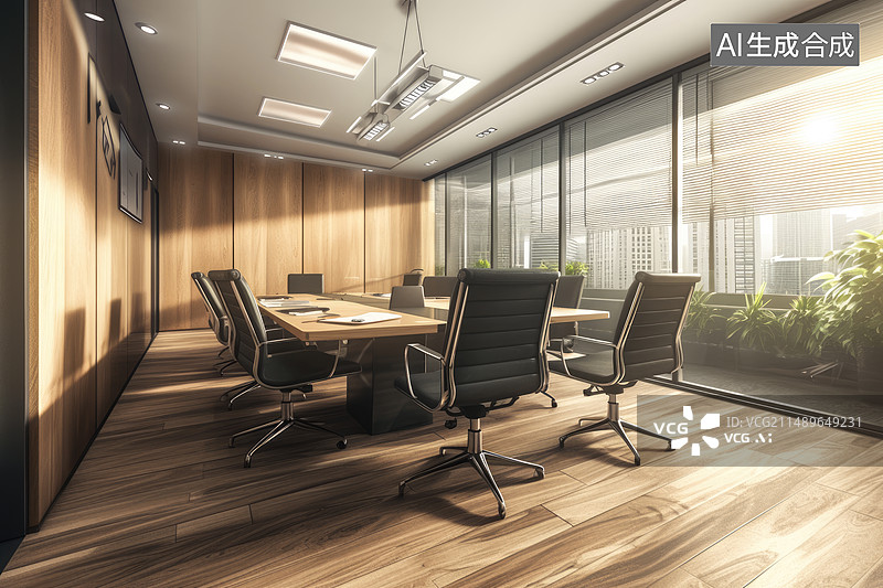 【AI数字艺术】写字楼内部现代会议室图片素材