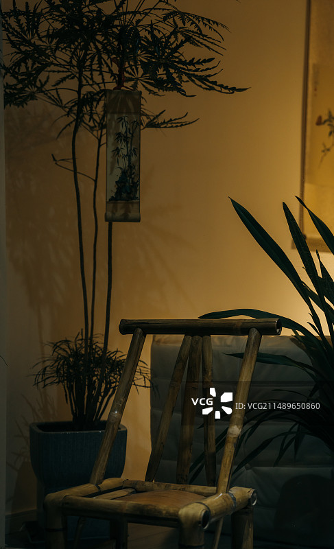 茶馆小竹椅图片素材