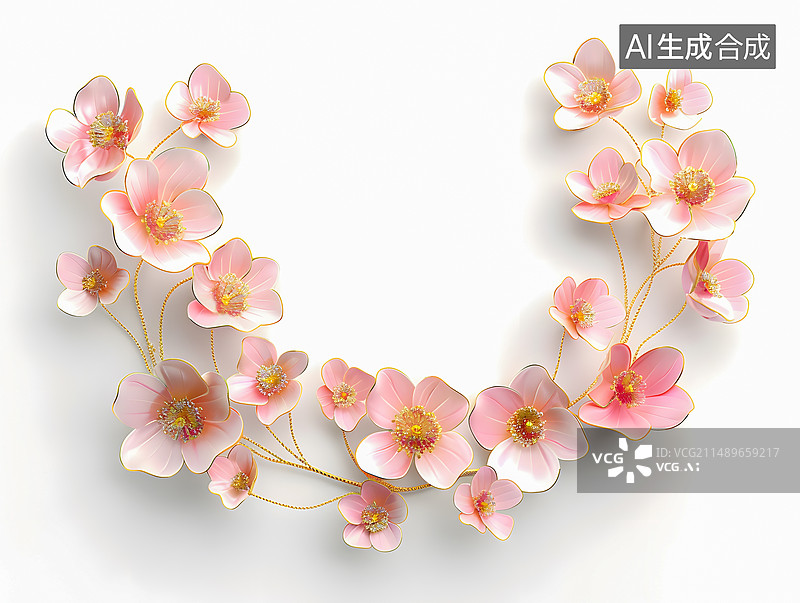 【AI数字艺术】美丽的半圆花环图片素材