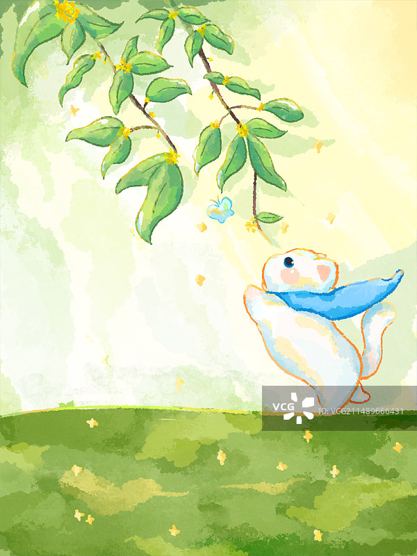 桂花树下的小猫图片素材