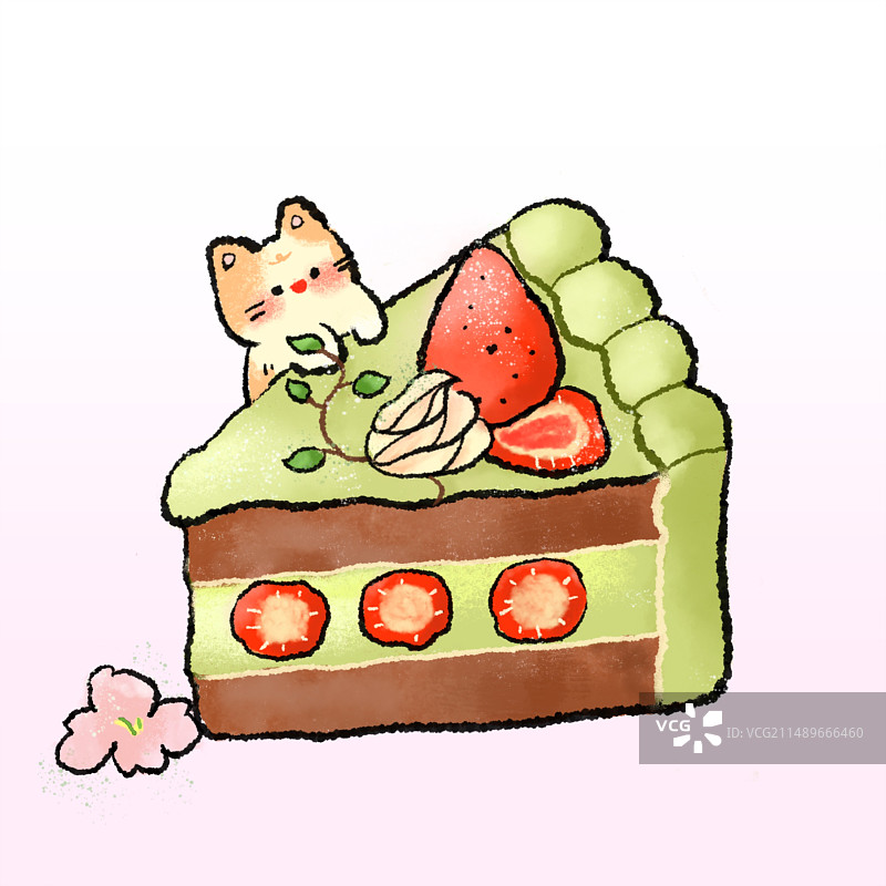 猫猫吃蛋糕图片素材