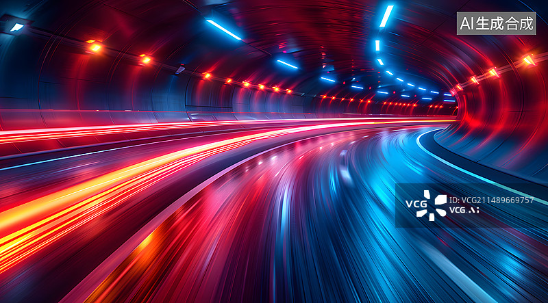 【AI数字艺术】隧道速度感线条汽车广告图片素材