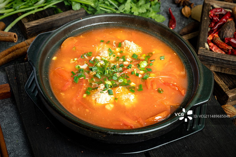砂锅番茄肉丸汤图片素材