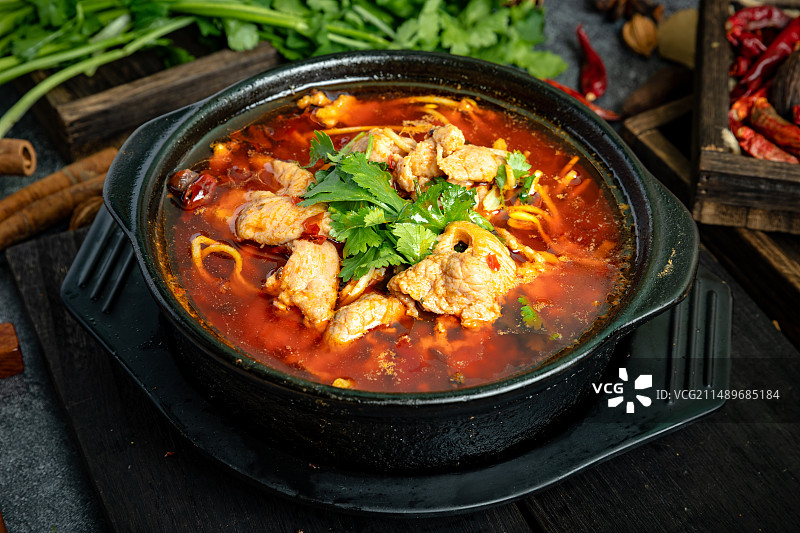 砂锅水煮肉片图片素材
