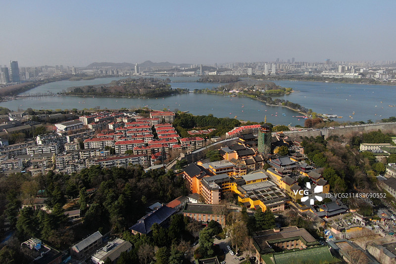 南京鸡鸣寺航拍 玄武湖图片素材