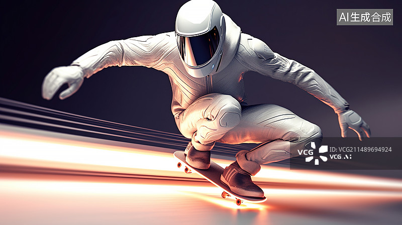 【AI数字艺术】AI生成的插图青滑板运动图片素材
