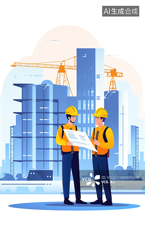 【AI数字艺术】AI生成的插图建筑工程师图片素材