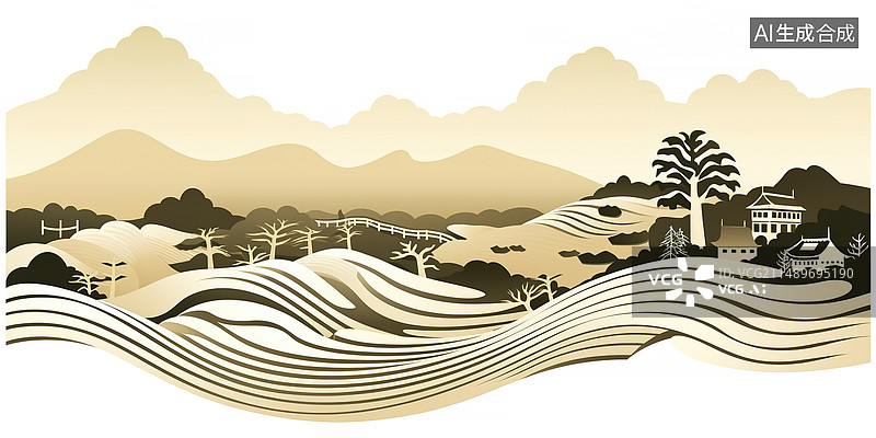 【AI数字艺术】AI生成的插图田园风光图片素材