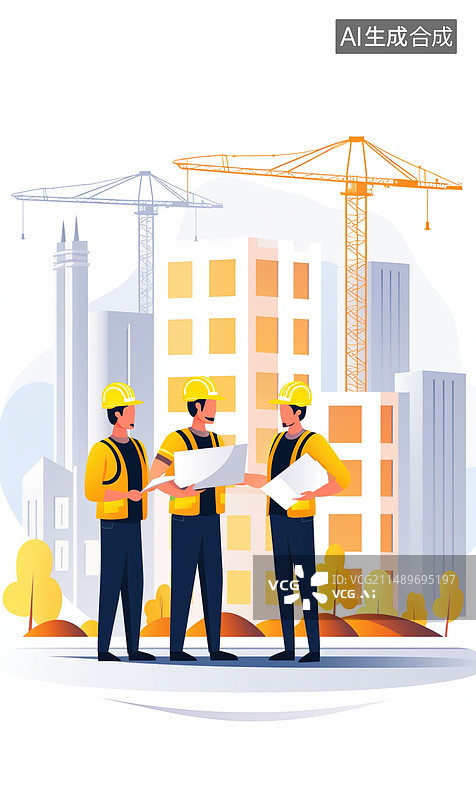 【AI数字艺术】AI生成的插图建筑工程师图片素材