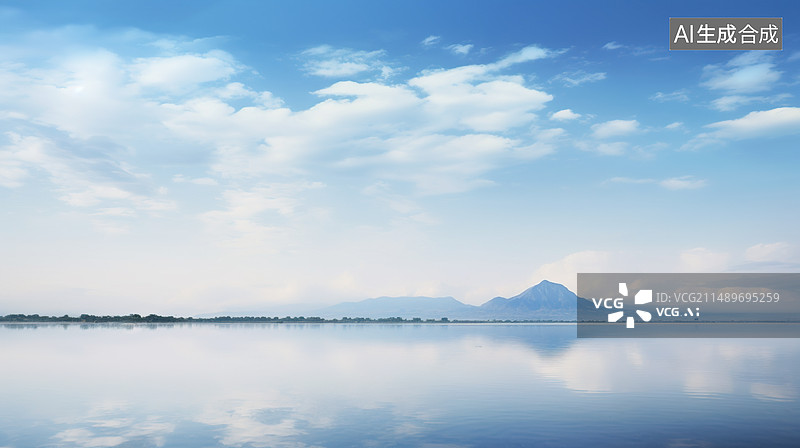 【AI数字艺术】AI生成的插图水天一色的美景图片素材
